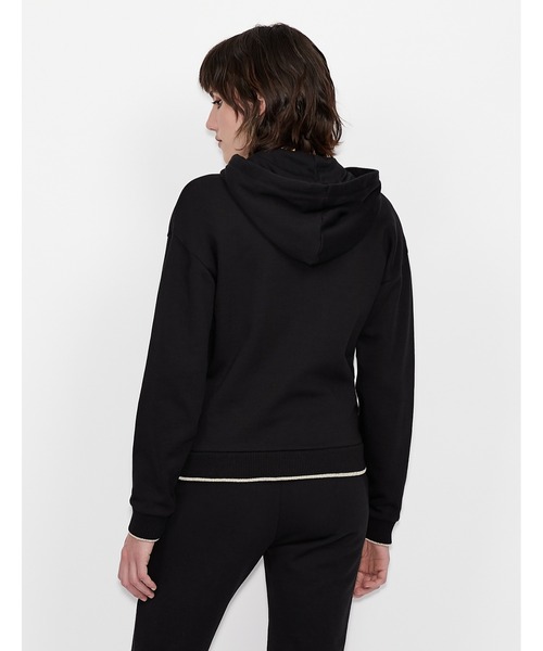 ARMANI EXCHANGE(アルマーニエクスチェンジ)の「【A|X アルマーニ エクスチェンジ】A|Xロゴパッチ ジップアップスウェットパーカ(パーカー・レディース・ブラック・SMALL/X-SMALL/MEDIUM/LARGE)」の3枚目の写真