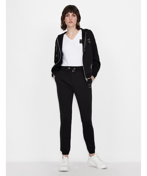 ARMANI EXCHANGE(アルマーニエクスチェンジ)の「【A|X アルマーニ エクスチェンジ】A|Xロゴパッチ ジップアップスウェットパーカ(パーカー・レディース・ブラック・SMALL/X-SMALL/MEDIUM/LARGE)」の7枚目の写真