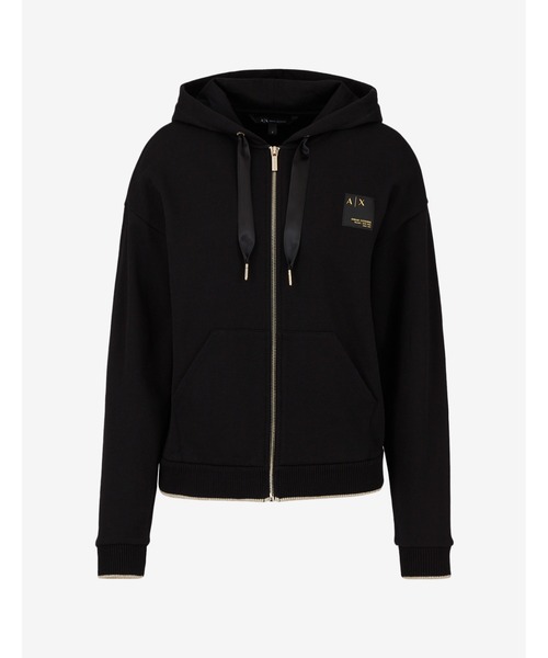ARMANI EXCHANGE(アルマーニエクスチェンジ)の「【A|X アルマーニ エクスチェンジ】A|Xロゴパッチ ジップアップスウェットパーカ(パーカー・レディース・ブラック・SMALL/X-SMALL/MEDIUM/LARGE)」の6枚目の写真