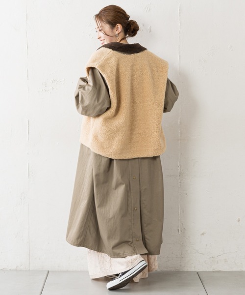 CIAOPANIC TYPY(チャオパニックティピー)の「【3WAY】ボアベスト付きステンカラーコート(ステンカラーコート・レディース・ベージュ/カーキ・ONE SIZE)」の5枚目の写真
