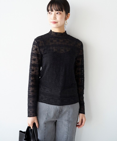 haco!(ハコ)の「手持ちの服がパッと華やぐ 重ね着に便利な総レーストップス(その他トップス・レディース・アイボリー/ブラック・LARGE/MEDIUM/SMALL/X-LARGE)」の5枚目の写真