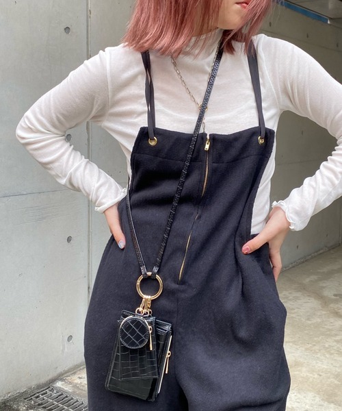 DouDou（ドゥドゥ）の「ニットソーサロペット（サロペット/オーバーオール・レディース・ブラック/グレイッシュベージュ・FREE）」の17枚目の写真