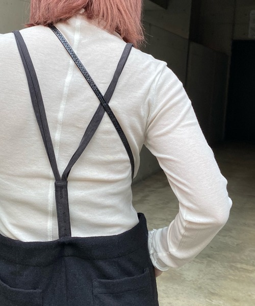 DouDou（ドゥドゥ）の「ニットソーサロペット（サロペット/オーバーオール・レディース・ブラック/グレイッシュベージュ・FREE）」の20枚目の写真