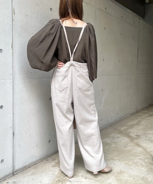 DouDou（ドゥドゥ）の「ニットソーサロペット（サロペット/オーバーオール・レディース・ブラック/グレイッシュベージュ・FREE）」の8枚目の写真