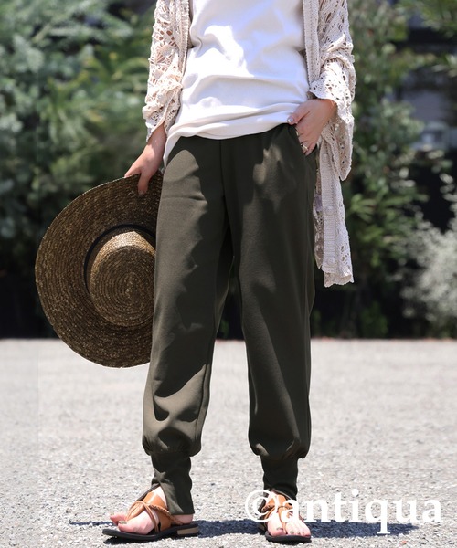 antiqua(アンティカ)の「裾リブストレッチパンツ(その他パンツ・レディース・ブラック/カーキ/ダークカーキ/ダークグレー・M/L)」の4枚目の写真