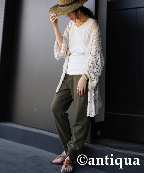 antiqua(アンティカ)の「裾リブストレッチパンツ(その他パンツ・レディース・ブラック/カーキ/ダークカーキ/ダークグレー・M/L)」の18枚目の写真