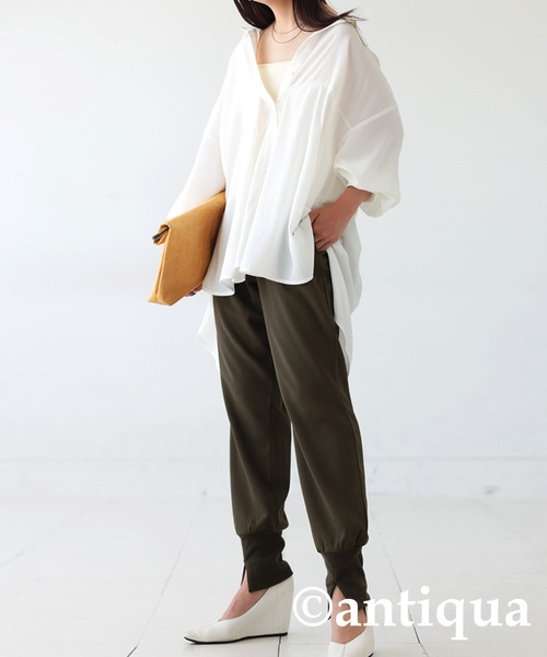 antiqua(アンティカ)の「裾リブストレッチパンツ(その他パンツ・レディース・ブラック/カーキ/ダークカーキ/ダークグレー・M/L)」の16枚目の写真