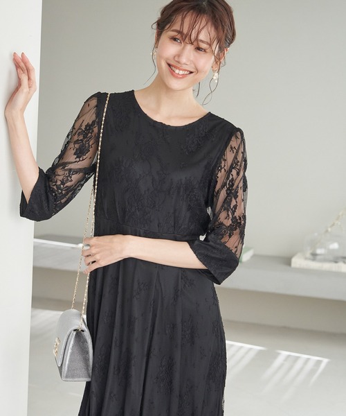 ROPE' PICNIC（ロペピクニック）の「【一部店舗限定】【Mon E’toile】レースタックDRESS（ドレス・レディース・ブラック/ライトグリーン/ピンク・40/36/38）」の12枚目の写真