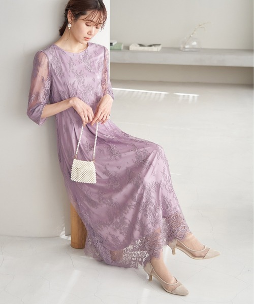 ROPE' PICNIC（ロペピクニック）の「【一部店舗限定】【Mon E’toile】レースタックDRESS（ドレス・レディース・ブラック/ライトグリーン/ピンク・40/36/38）」の4枚目の写真
