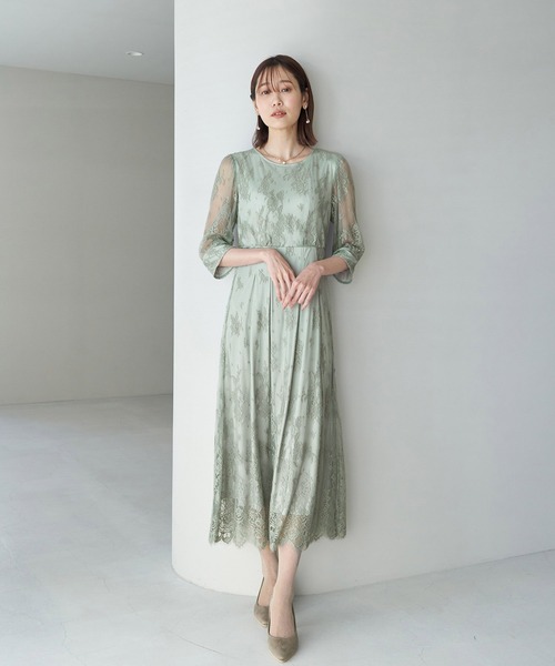 ROPE' PICNIC（ロペピクニック）の「【一部店舗限定】【Mon E’toile】レースタックDRESS（ドレス・レディース・ブラック/ライトグリーン/ピンク・40/36/38）」の14枚目の写真