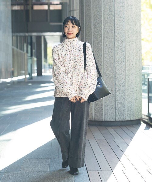 BEAMS HEART（ビームスハート）の「【4色展開】配色 カラーネップ ニット（ニット/セーター・レディース・ネイビー/オフホワイト/ブラウン系その他2/ブルー/グリーン/ライトグレー・FREE）」の8枚目の写真