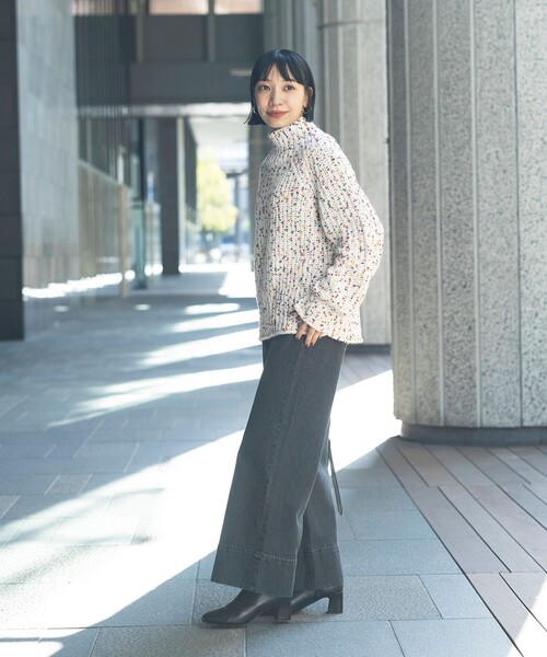 BEAMS HEART（ビームスハート）の「【4色展開】配色 カラーネップ ニット（ニット/セーター・レディース・ネイビー/オフホワイト/ブラウン系その他2/ブルー/グリーン/ライトグレー・FREE）」の7枚目の写真