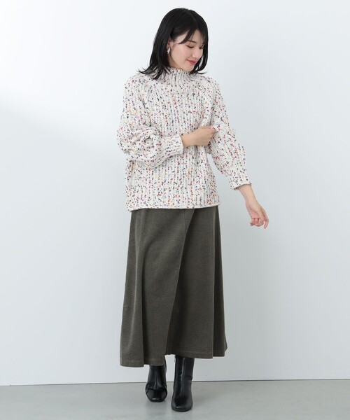 BEAMS HEART（ビームスハート）の「【4色展開】配色 カラーネップ ニット（ニット/セーター・レディース・ネイビー/オフホワイト/ブラウン系その他2/ブルー/グリーン/ライトグレー・FREE）」の10枚目の写真