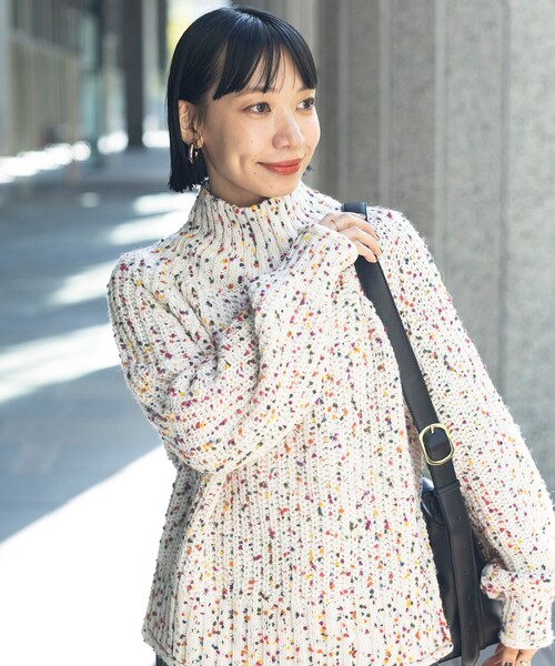 BEAMS HEART（ビームスハート）の「【4色展開】配色 カラーネップ ニット（ニット/セーター・レディース・ネイビー/オフホワイト/ブラウン系その他2/ブルー/グリーン/ライトグレー・FREE）」の11枚目の写真