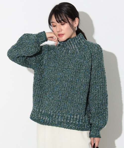 BEAMS HEART（ビームスハート）の「【4色展開】配色 カラーネップ ニット（ニット/セーター・レディース・ネイビー/オフホワイト/ブラウン系その他2/ブルー/グリーン/ライトグレー・FREE）」の5枚目の写真