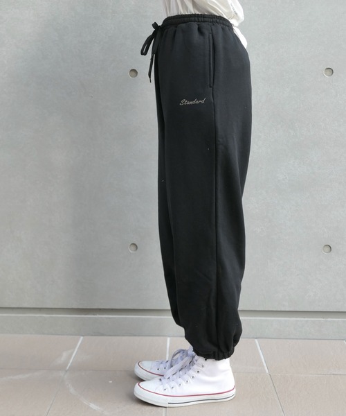 CORNERS(コーナーズ)の「裏起毛ロゴ刺繍リラックスジョガーパンツ(スウェットパンツ・レディース・グリーン/杢グレー/スミクロ・FREE)」の7枚目の写真