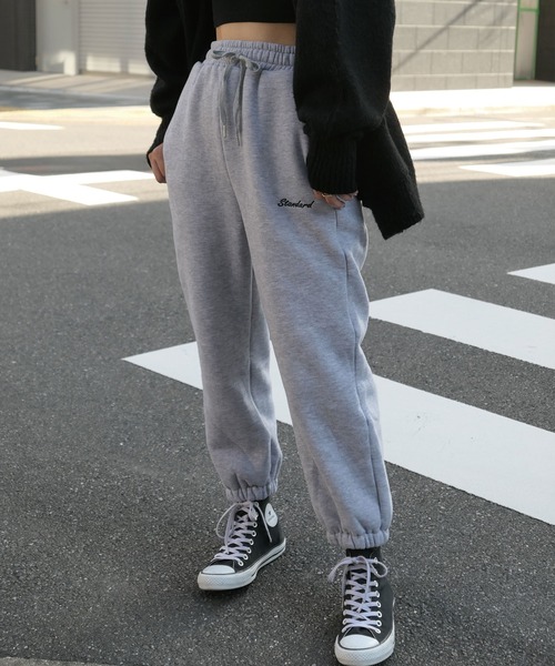 CORNERS(コーナーズ)の「裏起毛ロゴ刺繍リラックスジョガーパンツ(スウェットパンツ・レディース・グリーン/杢グレー/スミクロ・FREE)」の11枚目の写真