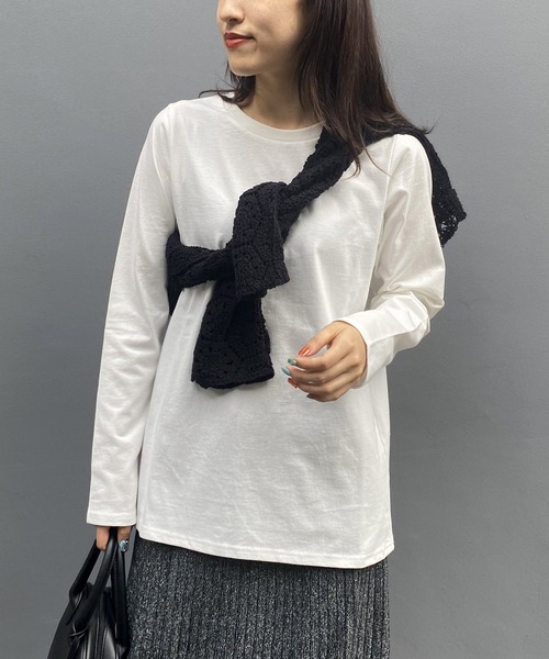 AS KNOW AS PINKY（アズノゥアズピンキー）の「カラーチョイスロンＴ（Tシャツ/カットソー・レディース・オフホワイト/ブラック/チャコールグレー/ブラウン/グリーン/ピンク/ホワイト×ブラック/ブラウン系/ネイビー系・FREE）」の2枚目の写真