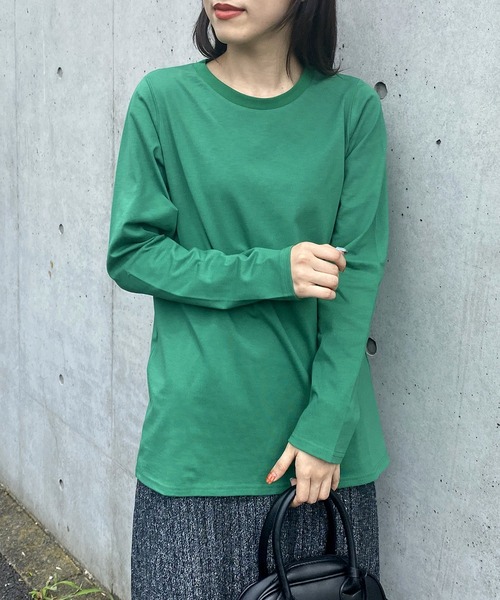 AS KNOW AS PINKY（アズノゥアズピンキー）の「カラーチョイスロンＴ（Tシャツ/カットソー・レディース・オフホワイト/ブラック/チャコールグレー/ブラウン/グリーン/ピンク/ホワイト×ブラック/ブラウン系/ネイビー系・FREE）」の7枚目の写真