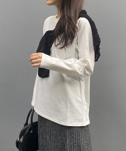 AS KNOW AS PINKY（アズノゥアズピンキー）の「カラーチョイスロンＴ（Tシャツ/カットソー・レディース・オフホワイト/ブラック/チャコールグレー/ブラウン/グリーン/ピンク/ホワイト×ブラック/ブラウン系/ネイビー系・FREE）」の18枚目の写真