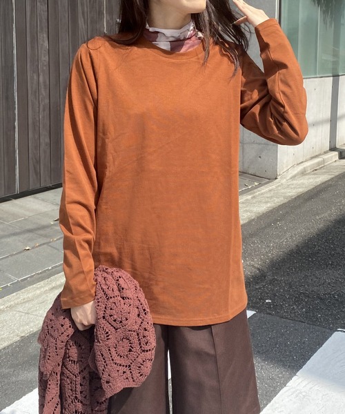 AS KNOW AS PINKY（アズノゥアズピンキー）の「カラーチョイスロンＴ（Tシャツ/カットソー・レディース・オフホワイト/ブラック/チャコールグレー/ブラウン/グリーン/ピンク/ホワイト×ブラック/ブラウン系/ネイビー系・FREE）」の14枚目の写真