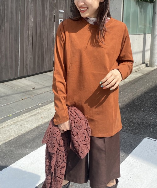 AS KNOW AS PINKY（アズノゥアズピンキー）の「カラーチョイスロンＴ（Tシャツ/カットソー・レディース・オフホワイト/ブラック/チャコールグレー/ブラウン/グリーン/ピンク/ホワイト×ブラック/ブラウン系/ネイビー系・FREE）」の20枚目の写真