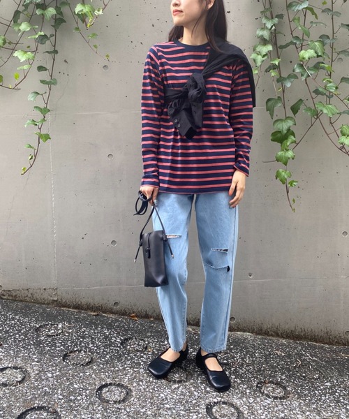 AS KNOW AS PINKY（アズノゥアズピンキー）の「カラーチョイスロンＴ（Tシャツ/カットソー・レディース・オフホワイト/ブラック/チャコールグレー/ブラウン/グリーン/ピンク/ホワイト×ブラック/ブラウン系/ネイビー系・FREE）」の22枚目の写真