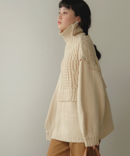 Bab(バブ)の「【WEB限定】レイヤード風ニットトップス(ニット/セーター・レディース・アイボリー/モカ/ライトグリーン・FREE)」の10枚目の写真