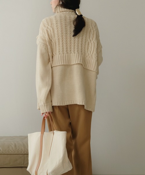 Bab(バブ)の「【WEB限定】レイヤード風ニットトップス(ニット/セーター・レディース・アイボリー/モカ/ライトグリーン・FREE)」の12枚目の写真