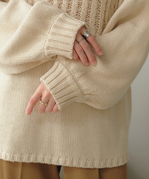 Bab(バブ)の「【WEB限定】レイヤード風ニットトップス(ニット/セーター・レディース・アイボリー/モカ/ライトグリーン・FREE)」の4枚目の写真