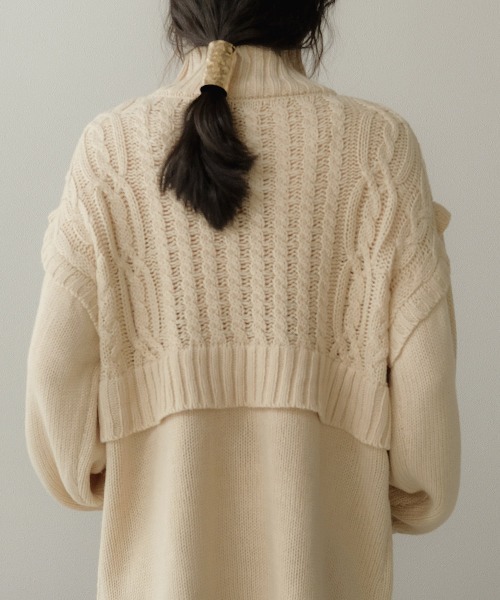 Bab(バブ)の「【WEB限定】レイヤード風ニットトップス(ニット/セーター・レディース・アイボリー/モカ/ライトグリーン・FREE)」の5枚目の写真