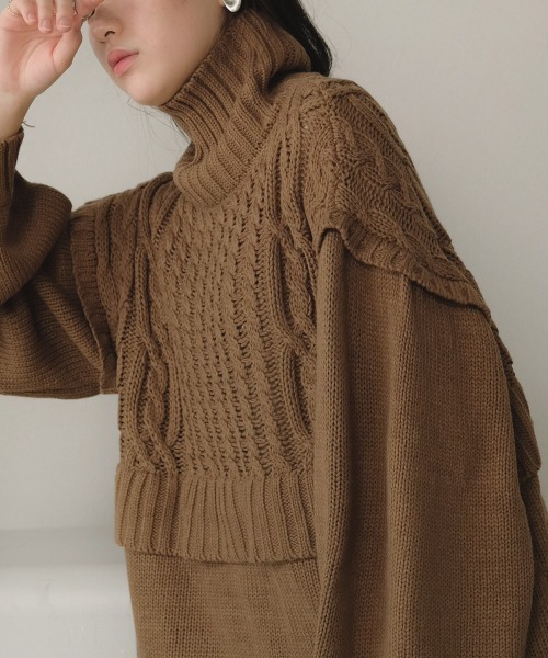 Bab(バブ)の「【WEB限定】レイヤード風ニットトップス(ニット/セーター・レディース・アイボリー/モカ/ライトグリーン・FREE)」の15枚目の写真