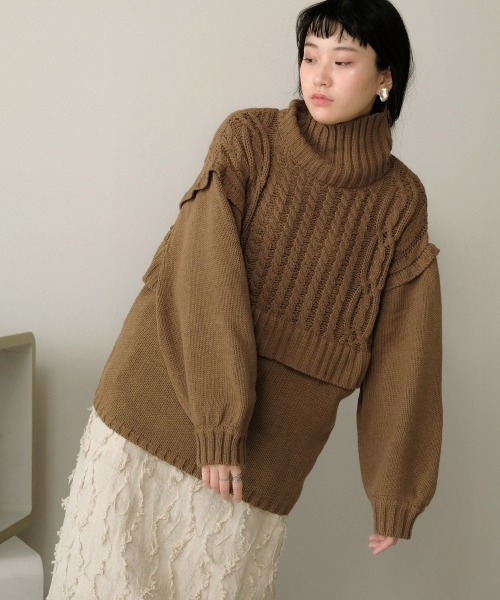 Bab(バブ)の「【WEB限定】レイヤード風ニットトップス(ニット/セーター・レディース・アイボリー/モカ/ライトグリーン・FREE)」の17枚目の写真