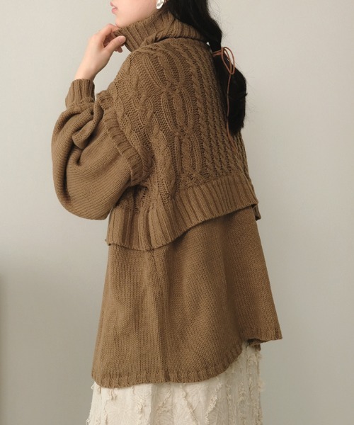 Bab(バブ)の「【WEB限定】レイヤード風ニットトップス(ニット/セーター・レディース・アイボリー/モカ/ライトグリーン・FREE)」の19枚目の写真