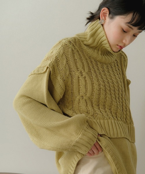 Bab(バブ)の「【WEB限定】レイヤード風ニットトップス(ニット/セーター・レディース・アイボリー/モカ/ライトグリーン・FREE)」の21枚目の写真