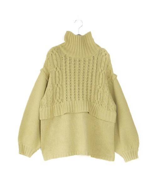 Bab(バブ)の「【WEB限定】レイヤード風ニットトップス(ニット/セーター・レディース・アイボリー/モカ/ライトグリーン・FREE)」の6枚目の写真