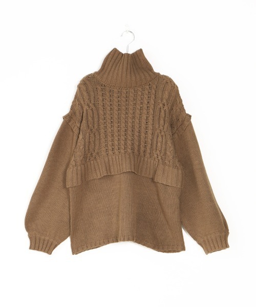 Bab(バブ)の「【WEB限定】レイヤード風ニットトップス(ニット/セーター・レディース・アイボリー/モカ/ライトグリーン・FREE)」の7枚目の写真