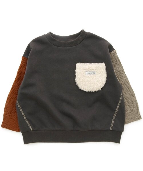 BREEZE（ブリーズ）の「ニット切替トレーナー（スウェット・キッズ・キナリ/チャコール/ブルー・100/90/110/120/140/130/80）」の2枚目の写真