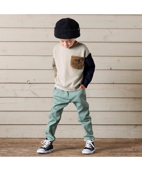 BREEZE（ブリーズ）の「ニット切替トレーナー（スウェット・キッズ・キナリ/チャコール/ブルー・100/90/110/120/140/130/80）」の16枚目の写真