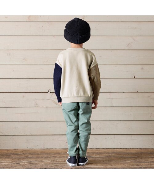 BREEZE（ブリーズ）の「ニット切替トレーナー（スウェット・キッズ・キナリ/チャコール/ブルー・100/90/110/120/140/130/80）」の17枚目の写真