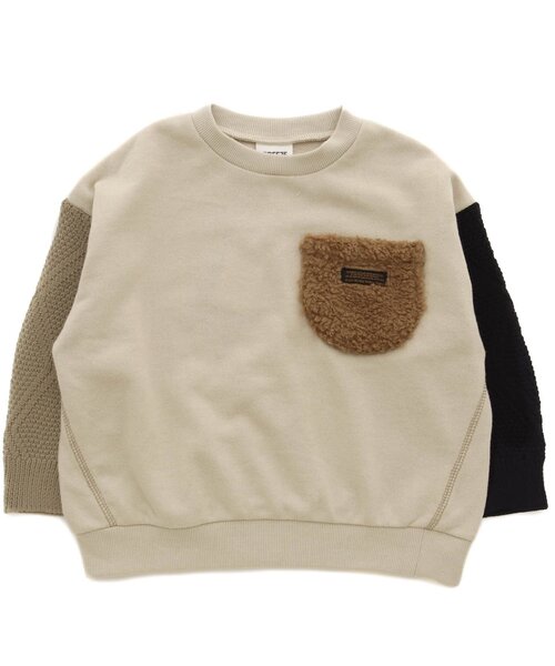 BREEZE（ブリーズ）の「ニット切替トレーナー（スウェット・キッズ・キナリ/チャコール/ブルー・100/90/110/120/140/130/80）」の5枚目の写真