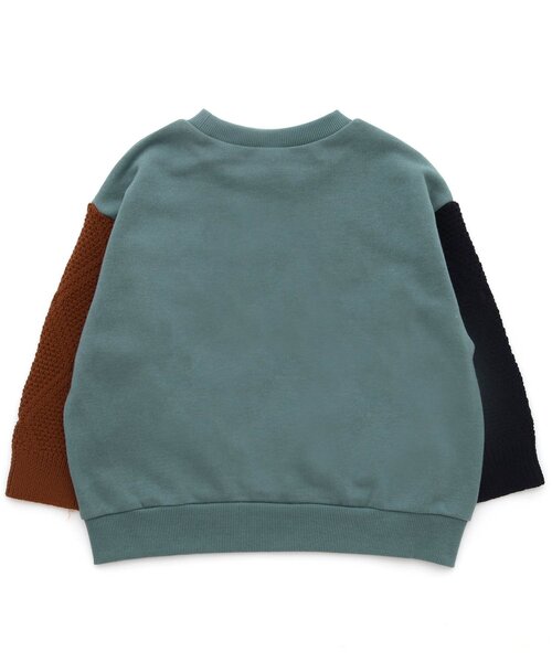 BREEZE（ブリーズ）の「ニット切替トレーナー（スウェット・キッズ・キナリ/チャコール/ブルー・100/90/110/120/140/130/80）」の8枚目の写真