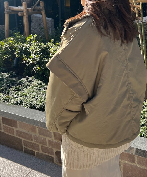 StyleSea（スタイルシー）の「スタンドカラー中綿ショートブルゾン（ダウンジャケット/コート・レディース・アイボリー/ベージュ/カーキ/ブラック・FREE）」の22枚目の写真