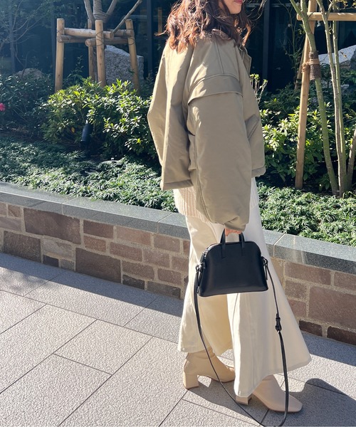 StyleSea（スタイルシー）の「スタンドカラー中綿ショートブルゾン（ダウンジャケット/コート・レディース・アイボリー/ベージュ/カーキ/ブラック・FREE）」の9枚目の写真