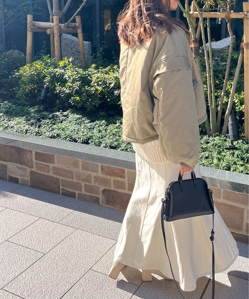 StyleSea（スタイルシー）の「スタンドカラー中綿ショートブルゾン（ダウンジャケット/コート・レディース・アイボリー/ベージュ/カーキ/ブラック・FREE）」の15枚目の写真