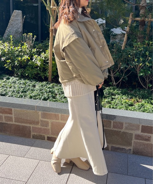 StyleSea（スタイルシー）の「スタンドカラー中綿ショートブルゾン（ダウンジャケット/コート・レディース・アイボリー/ベージュ/カーキ/ブラック・FREE）」の16枚目の写真