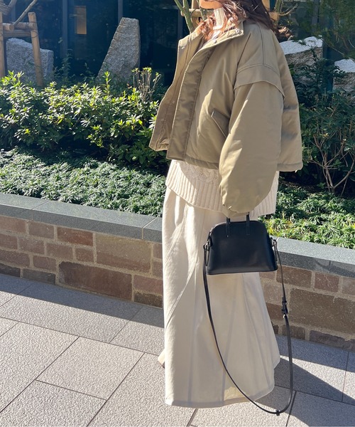 StyleSea（スタイルシー）の「スタンドカラー中綿ショートブルゾン（ダウンジャケット/コート・レディース・アイボリー/ベージュ/カーキ/ブラック・FREE）」の18枚目の写真