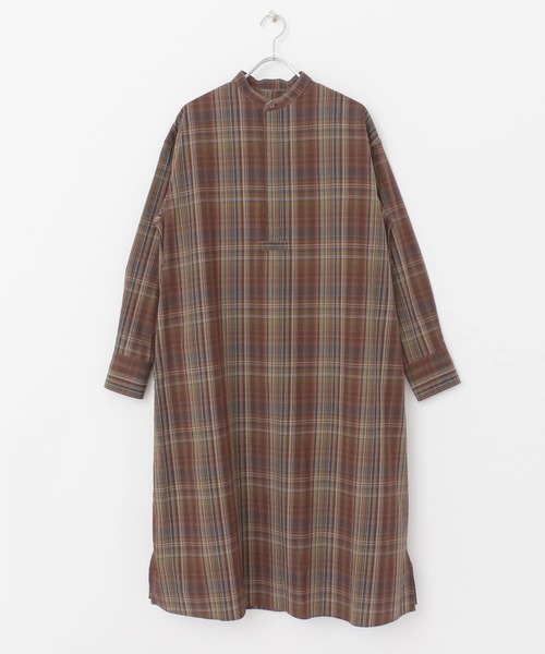 URBAN RESEARCH DOORS（アーバンリサーチドアーズ）の「White Label スーピマコットンスモックワンピース（ワンピース・レディース・グレー系その他/チェック・ONE）」の4枚目の写真