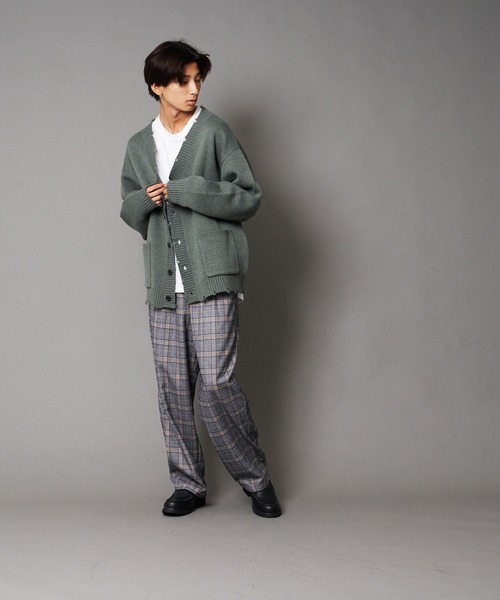 UNIIT(ユニット)の「【UNIIT/ユニット】ダメージニットルーズビッグシルエットカーディガン(カーディガン/ボレロ・メンズ・ダークグリーン/ベージュ/グリーン/杢グレー・SMALL/MEDIUM/LARGE)」の7枚目の写真