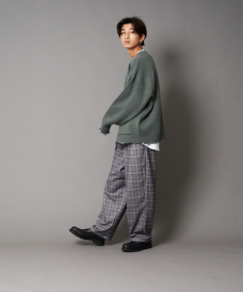 UNIIT(ユニット)の「【UNIIT/ユニット】ダメージニットルーズビッグシルエットカーディガン(カーディガン/ボレロ・メンズ・ダークグリーン/ベージュ/グリーン/杢グレー・SMALL/MEDIUM/LARGE)」の8枚目の写真